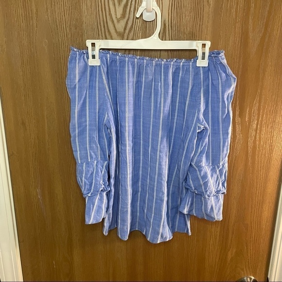 Alyx blue and white off the shoulder top size small - Picture 1 of 6